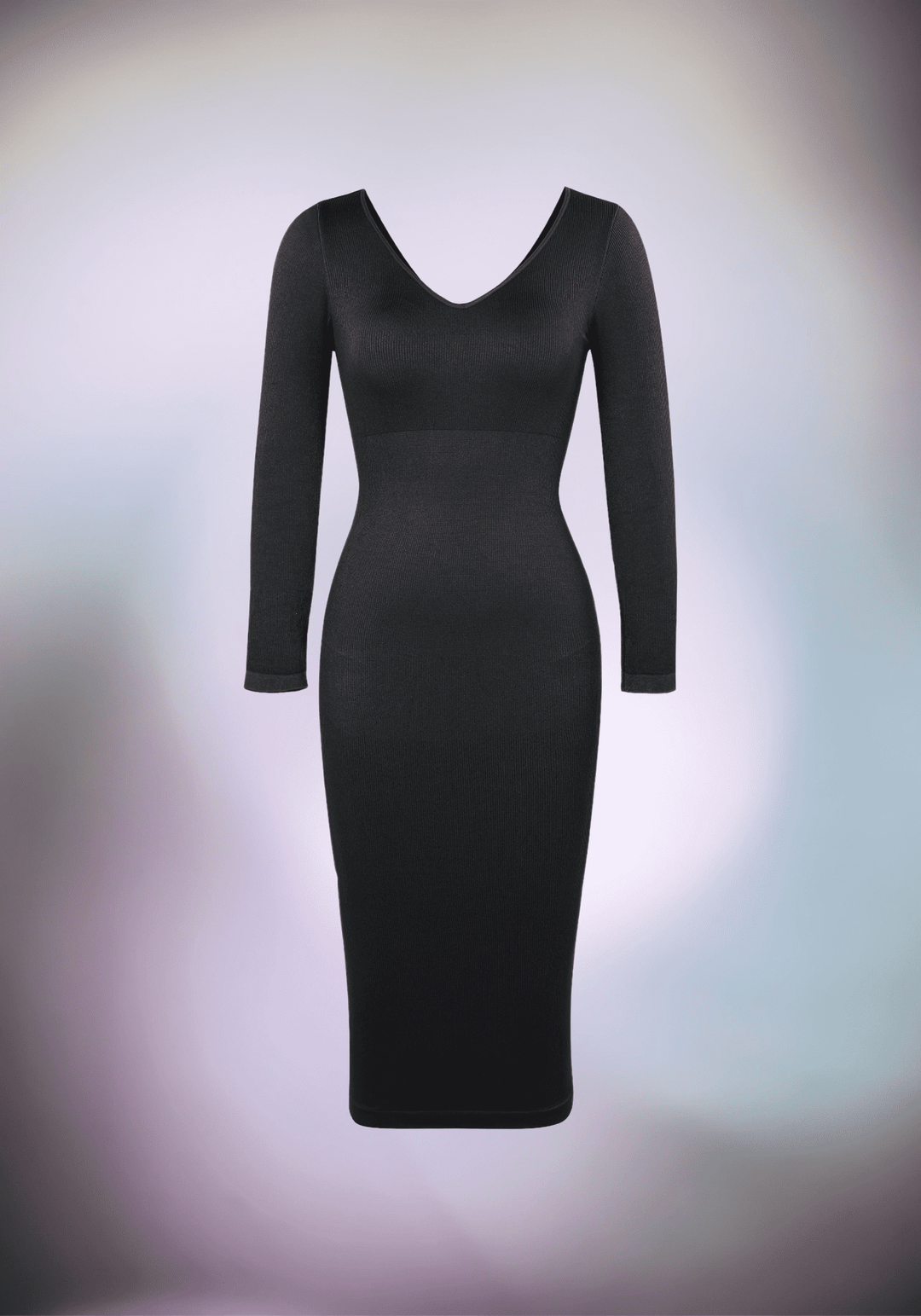 V-Neck Long Sleeve Body Shaper Dress