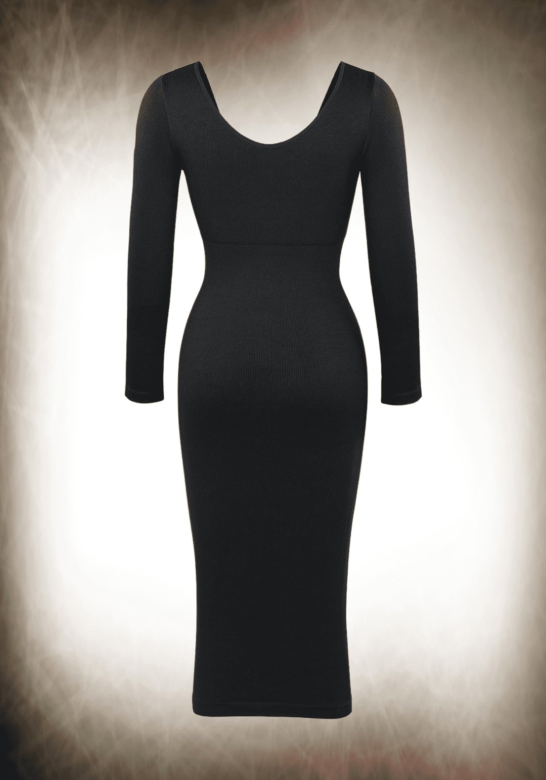 V-Neck Long Sleeve Body Shaper Dress
