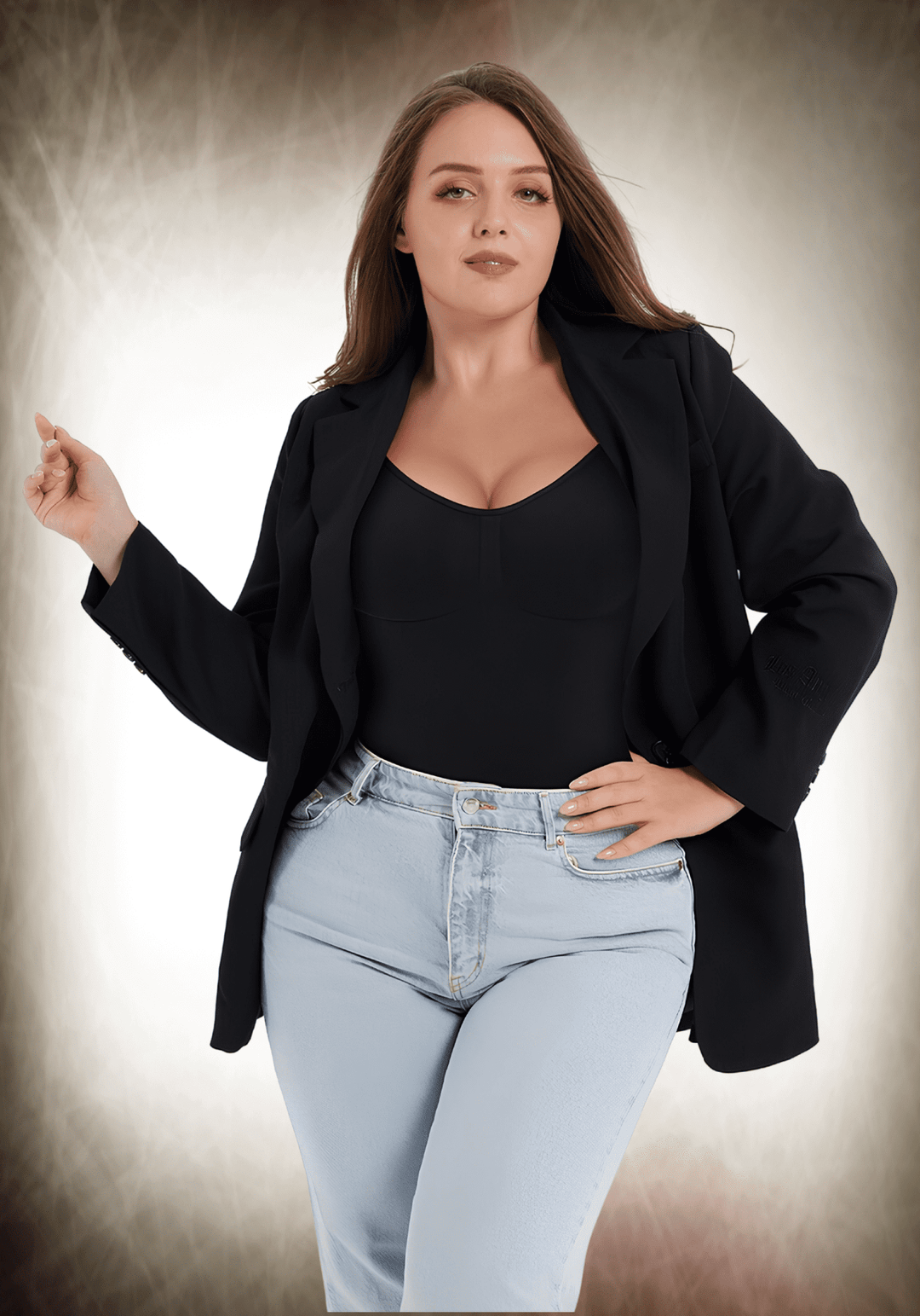 Cover-Breast Open-Back Bodysuit