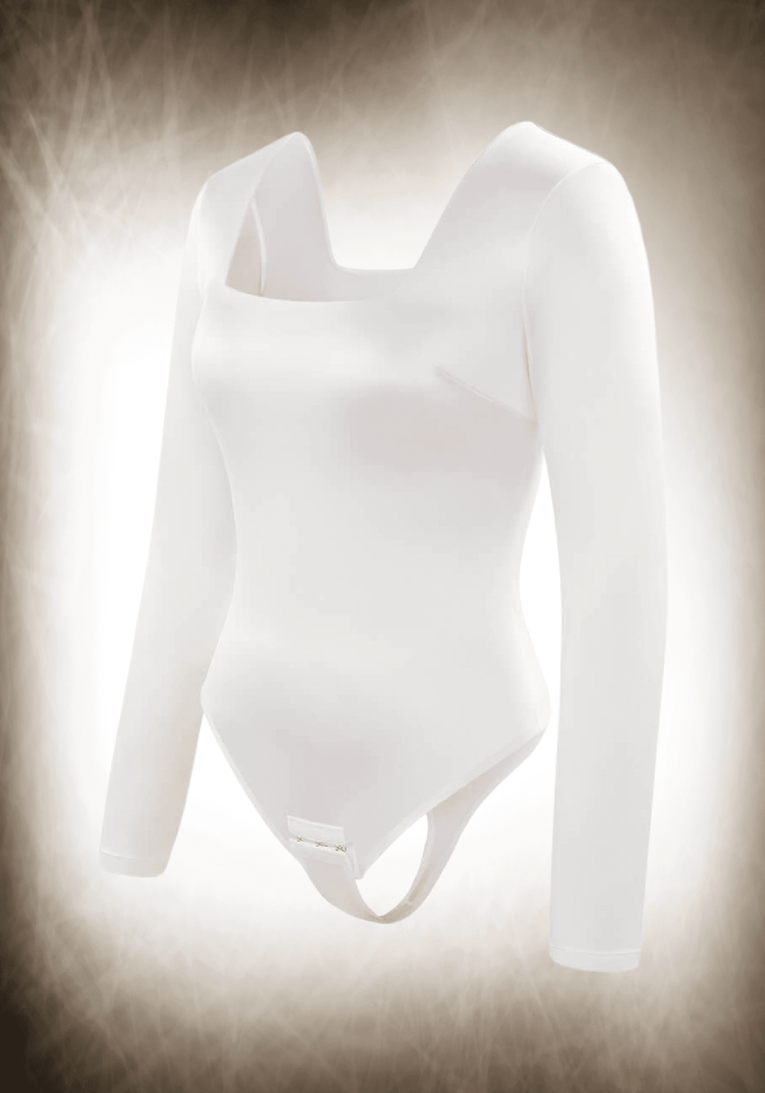 Square Neck Long Sleeve Satin Bodysuit