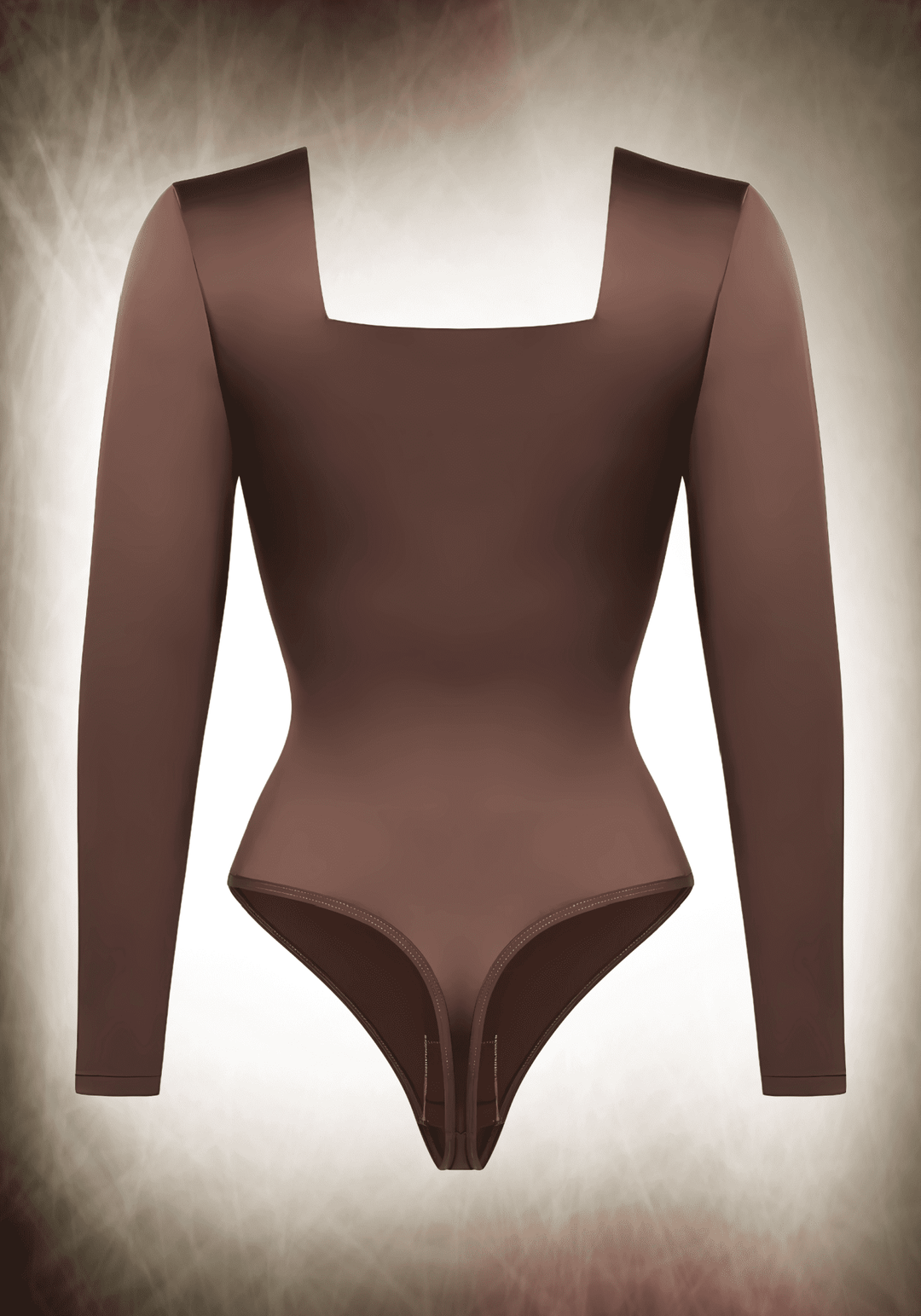 Square Neck Long Sleeve Satin Bodysuit