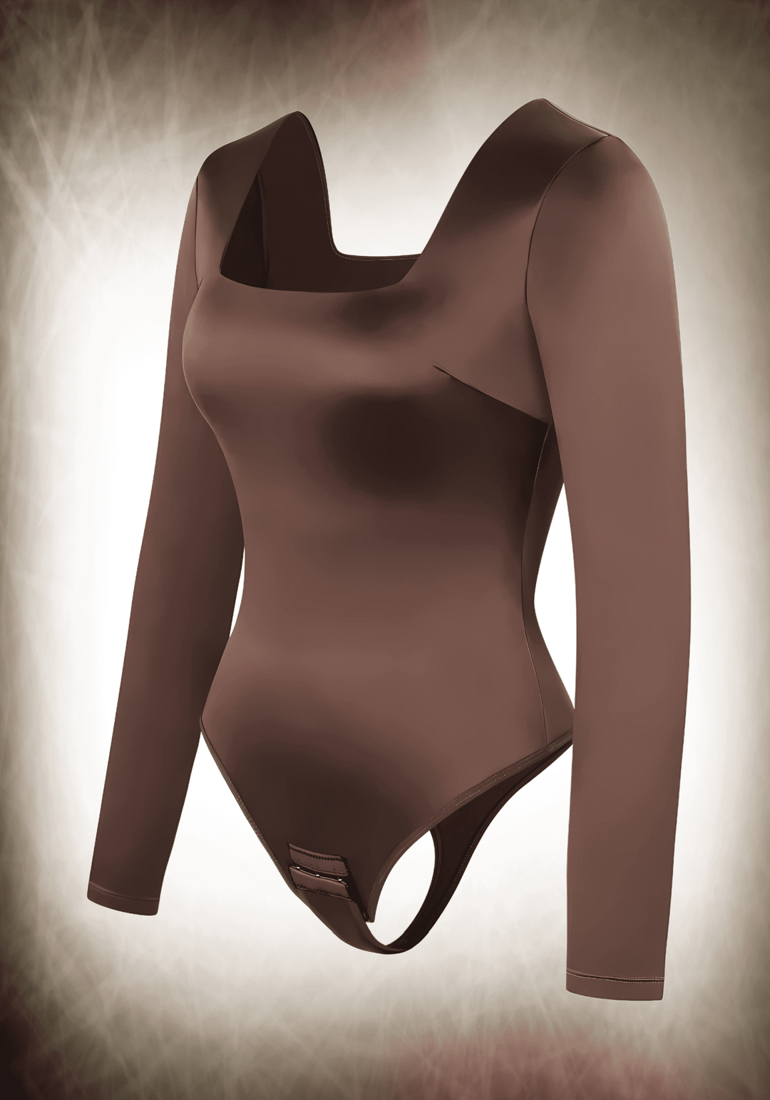 Square Neck Long Sleeve Satin Bodysuit