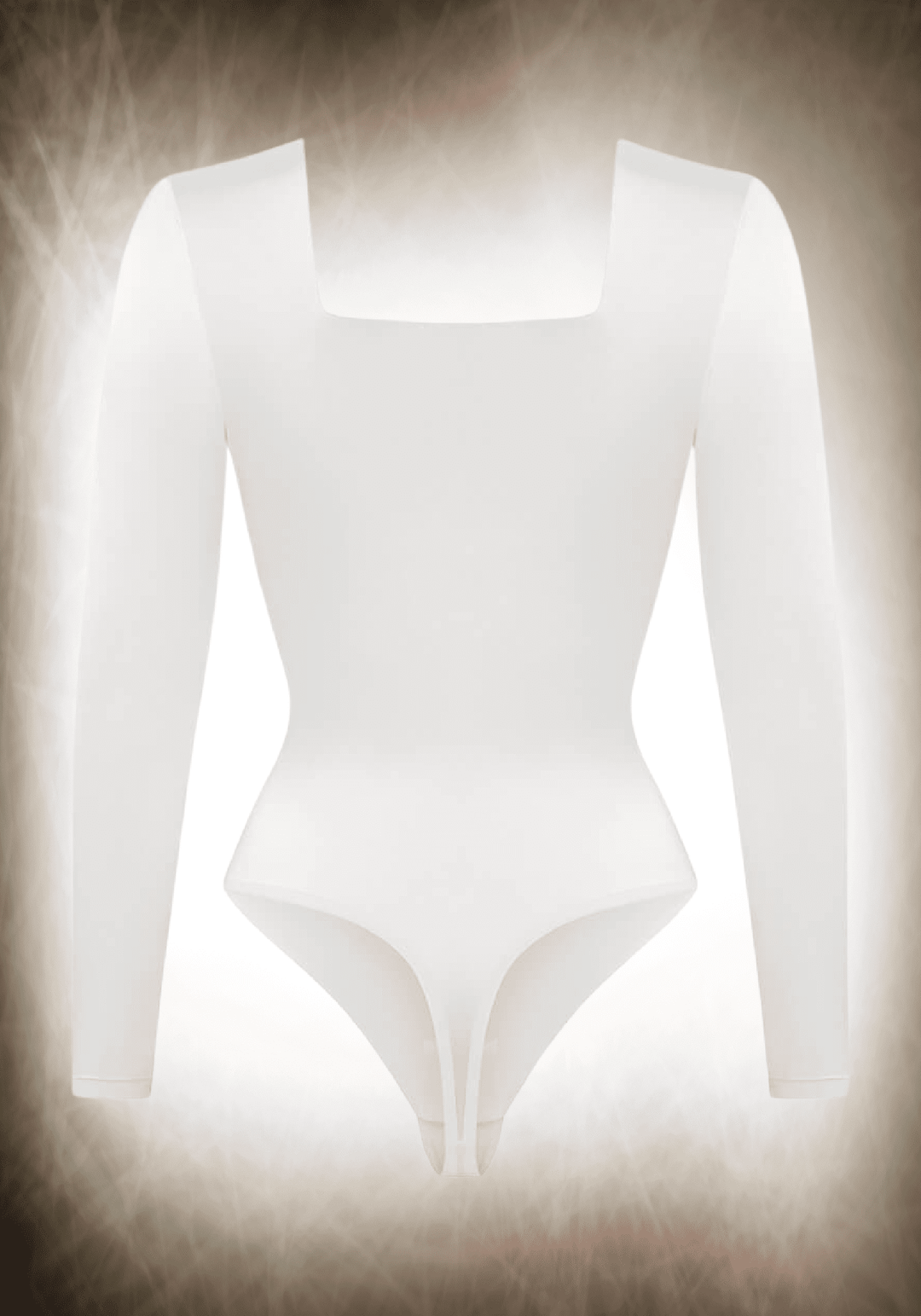 Square Neck Long Sleeve Satin Bodysuit