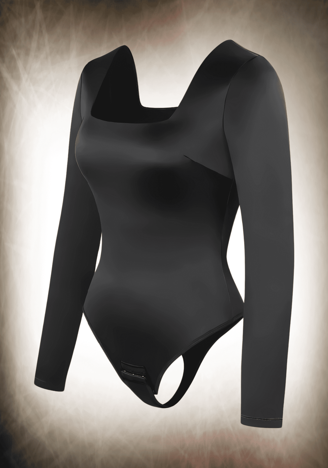 Square Neck Long Sleeve Satin Bodysuit