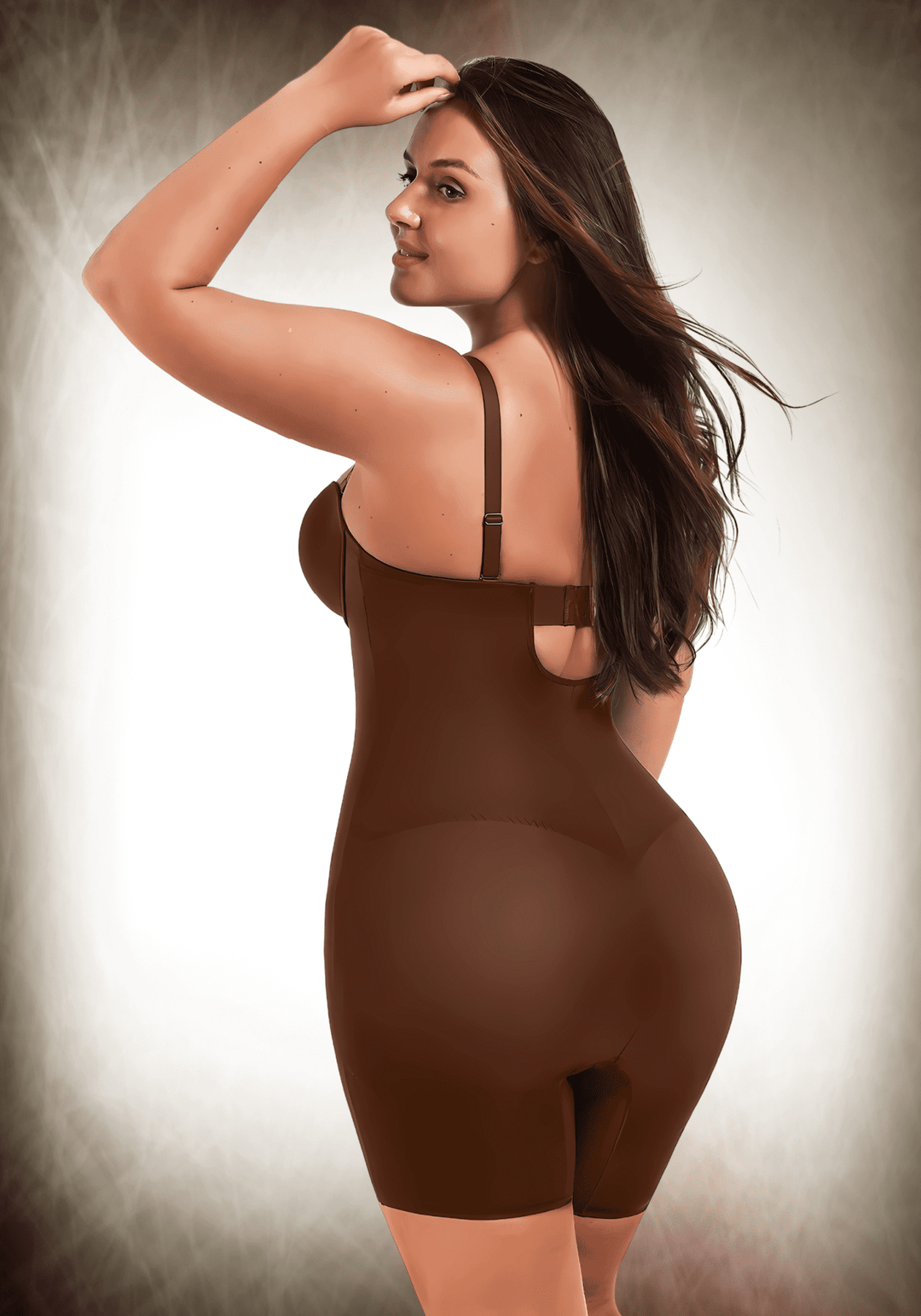 Fancy Cupped Mid-Thigh Tummy Control Bodysuit