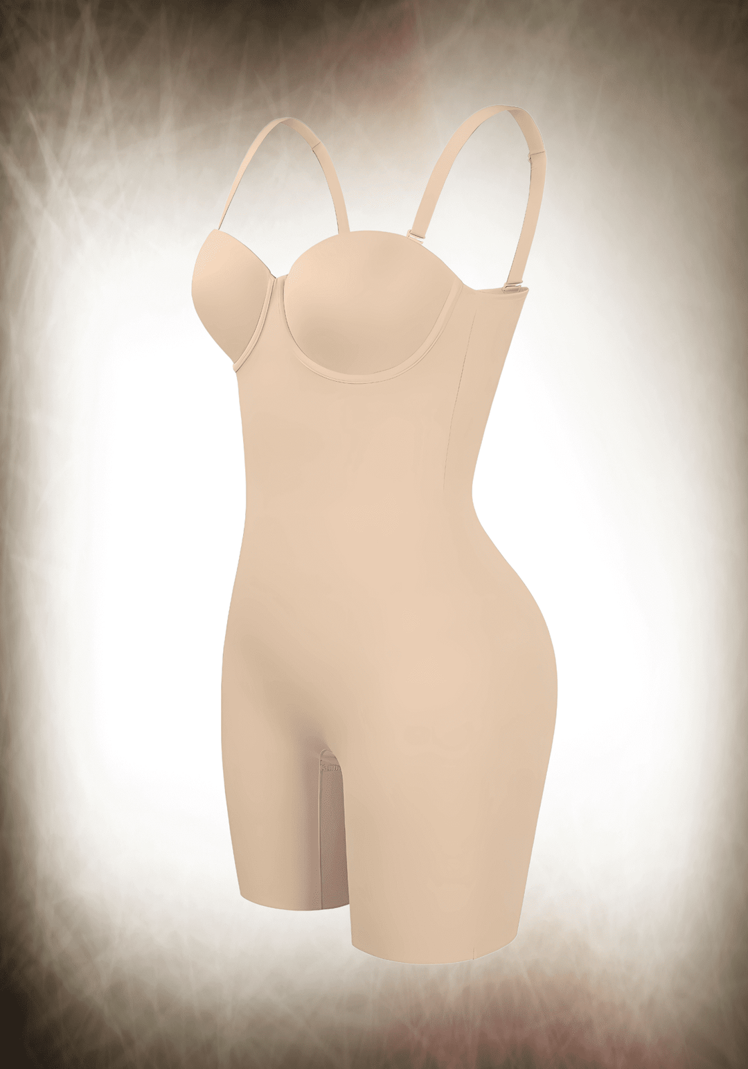 Fancy Cupped Mid-Thigh Tummy Control Bodysuit