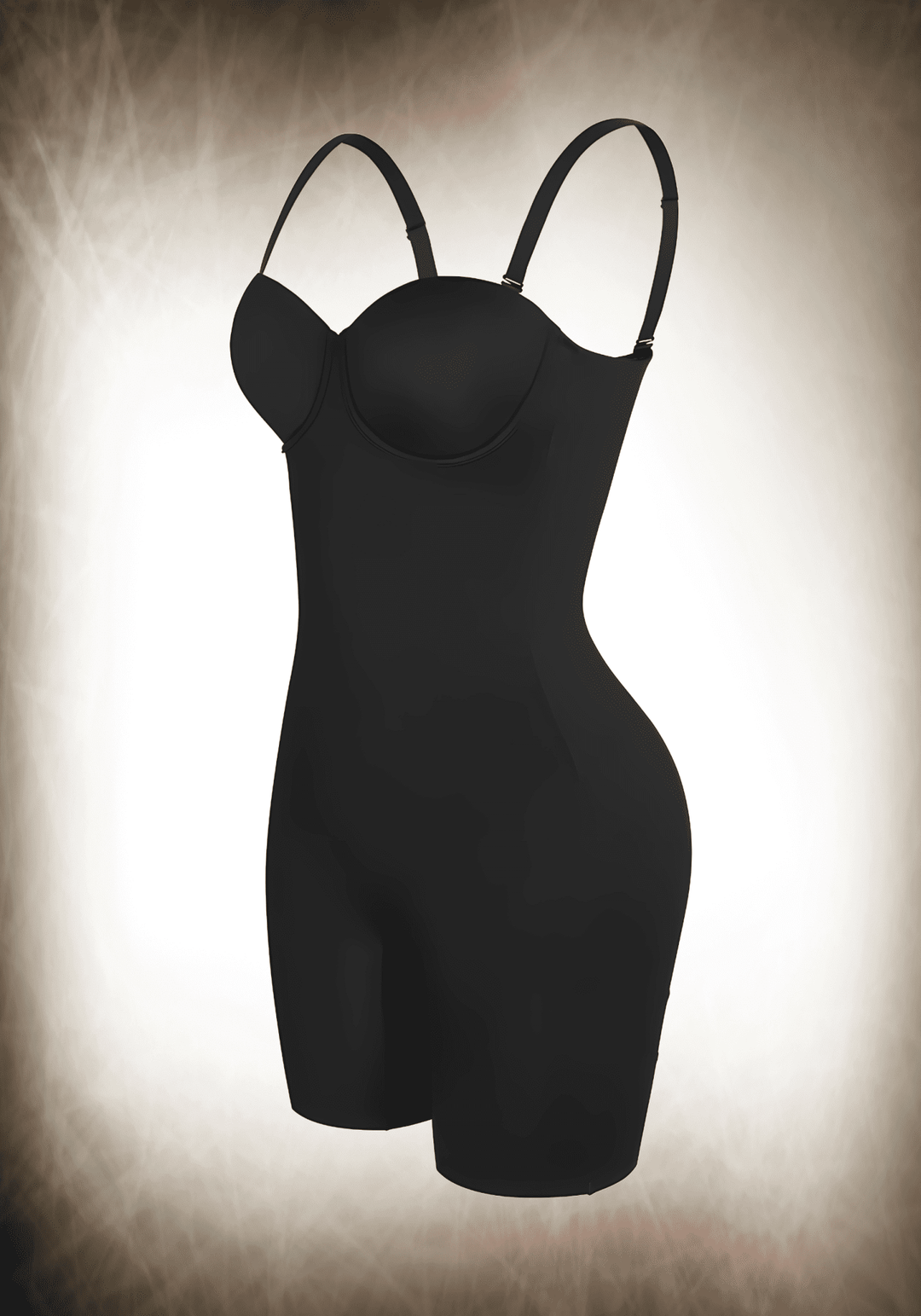 Fancy Cupped Mid-Thigh Tummy Control Bodysuit