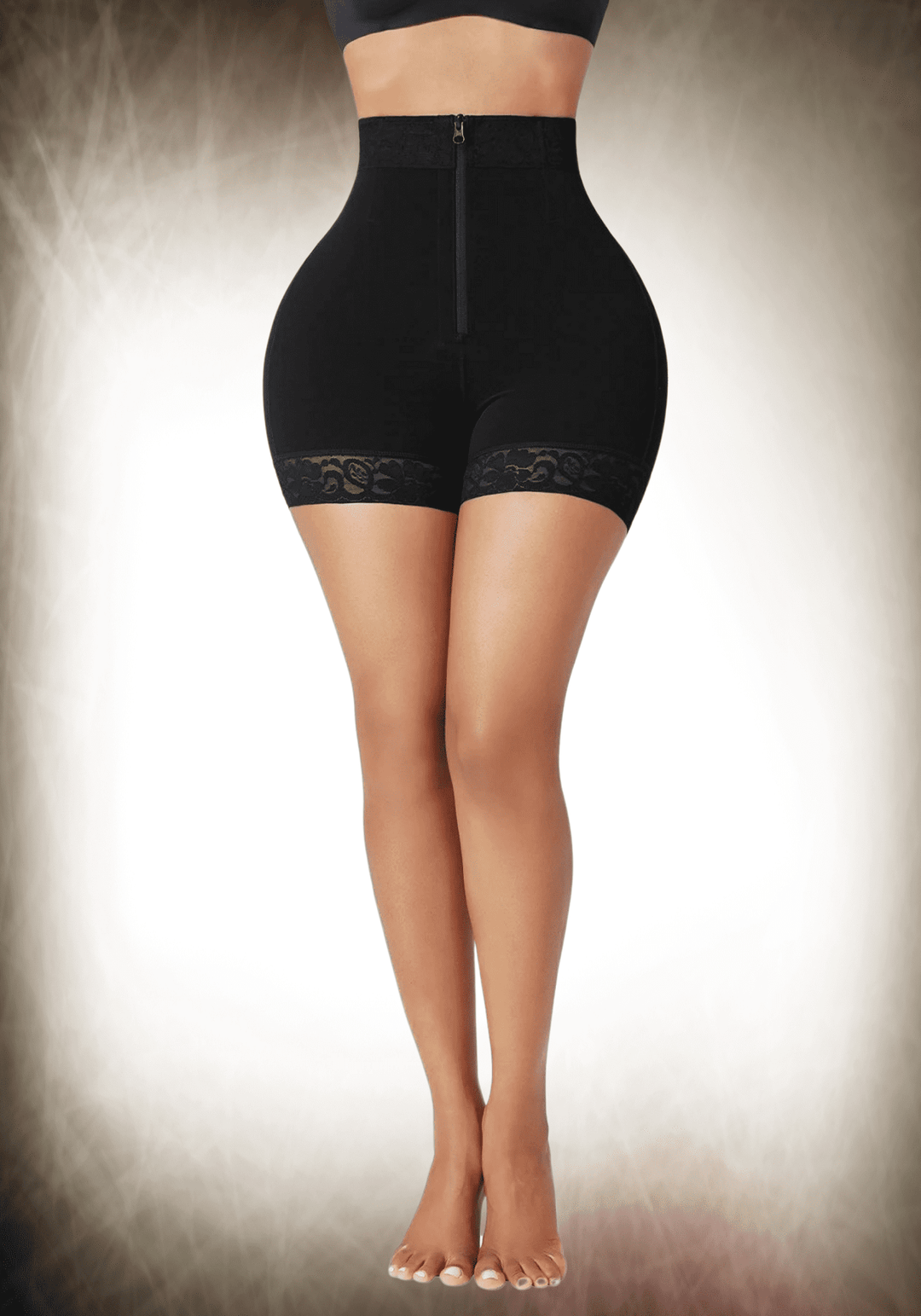 Zip-front High-waisted Shorts