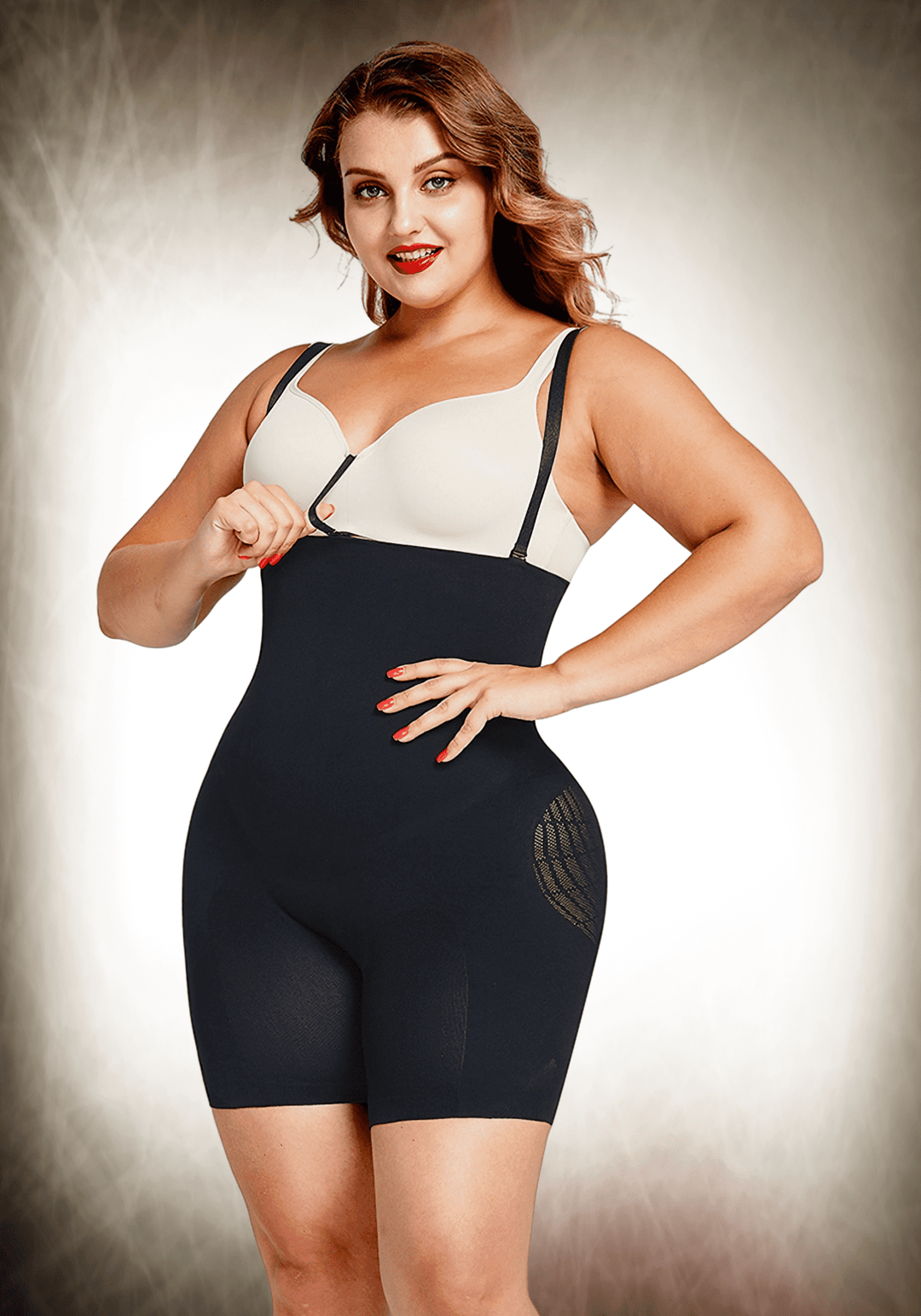 High-waisted Sculpt Bodysuit w/ Bra Clips Tight Fit