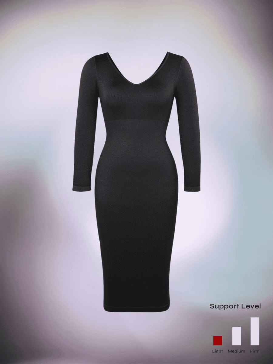 chinese dress ladies Sugar + Spicy V-Neck Long Sleeve Body Shaper Dress