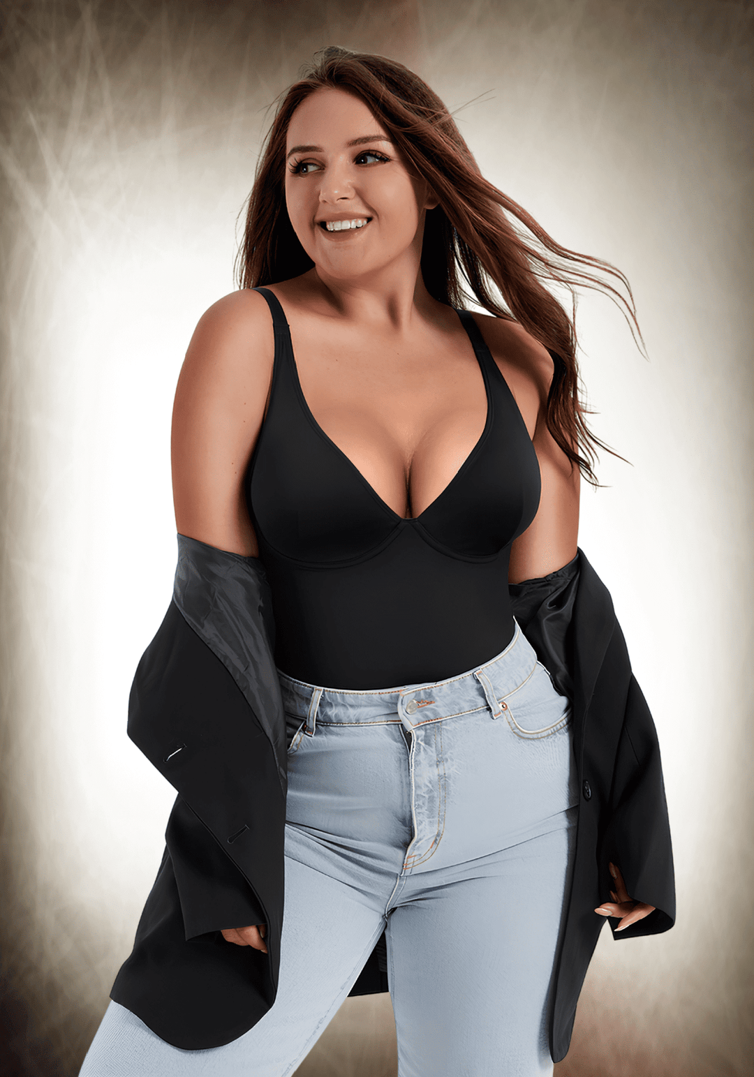 V-Neck One-Piece Bodysuit