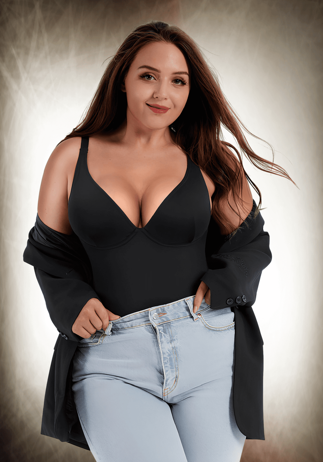 V-Neck One-Piece Bodysuit