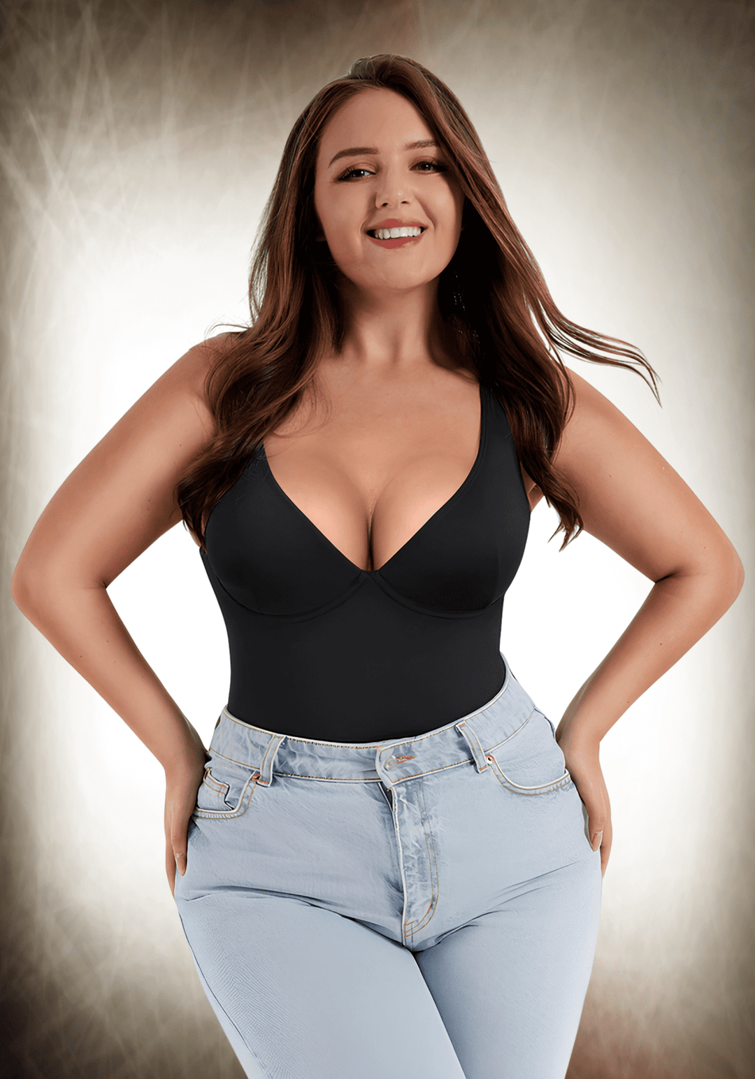 V-Neck One-Piece Bodysuit