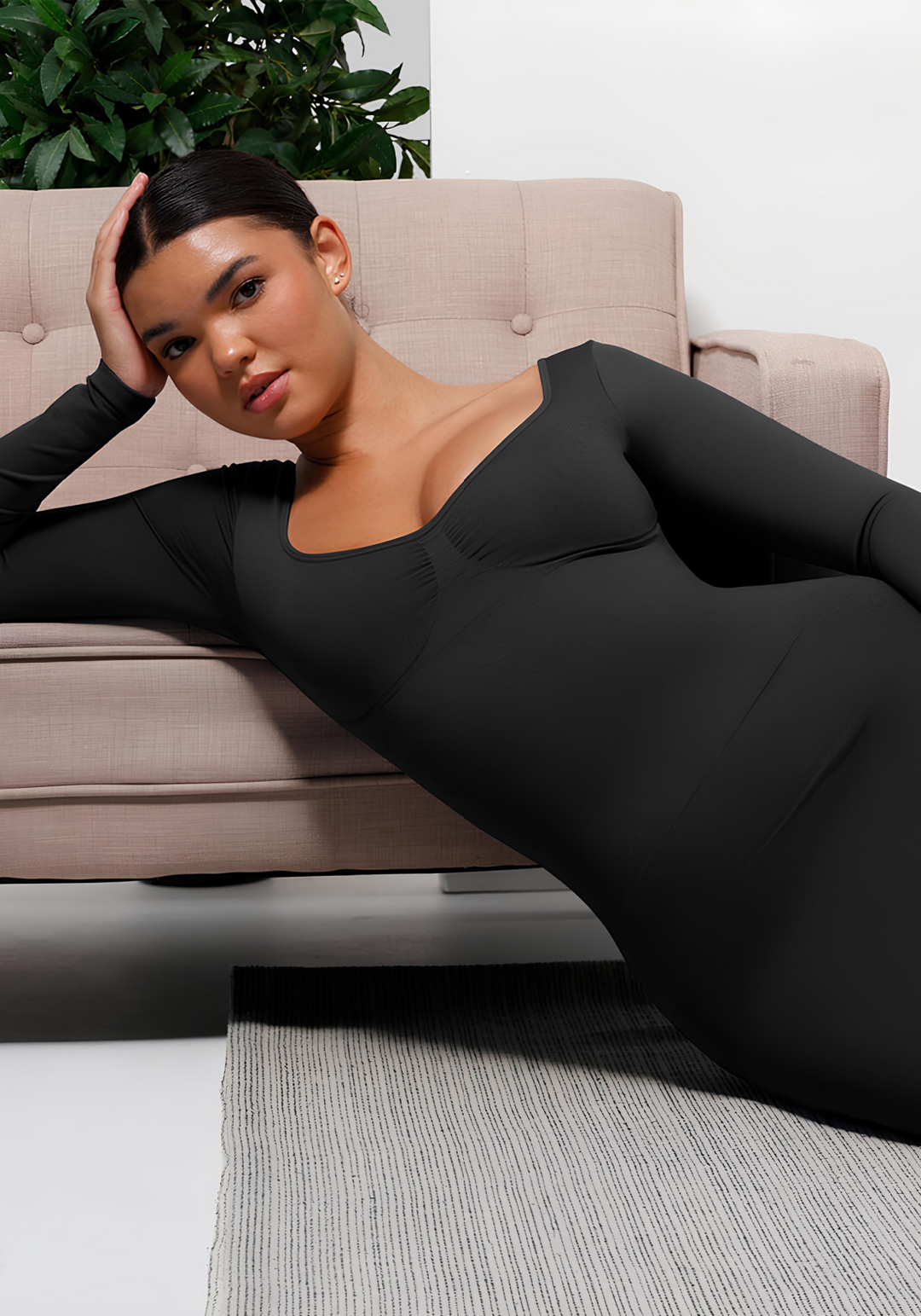 Bust Support High Side Slit Shaping Dress