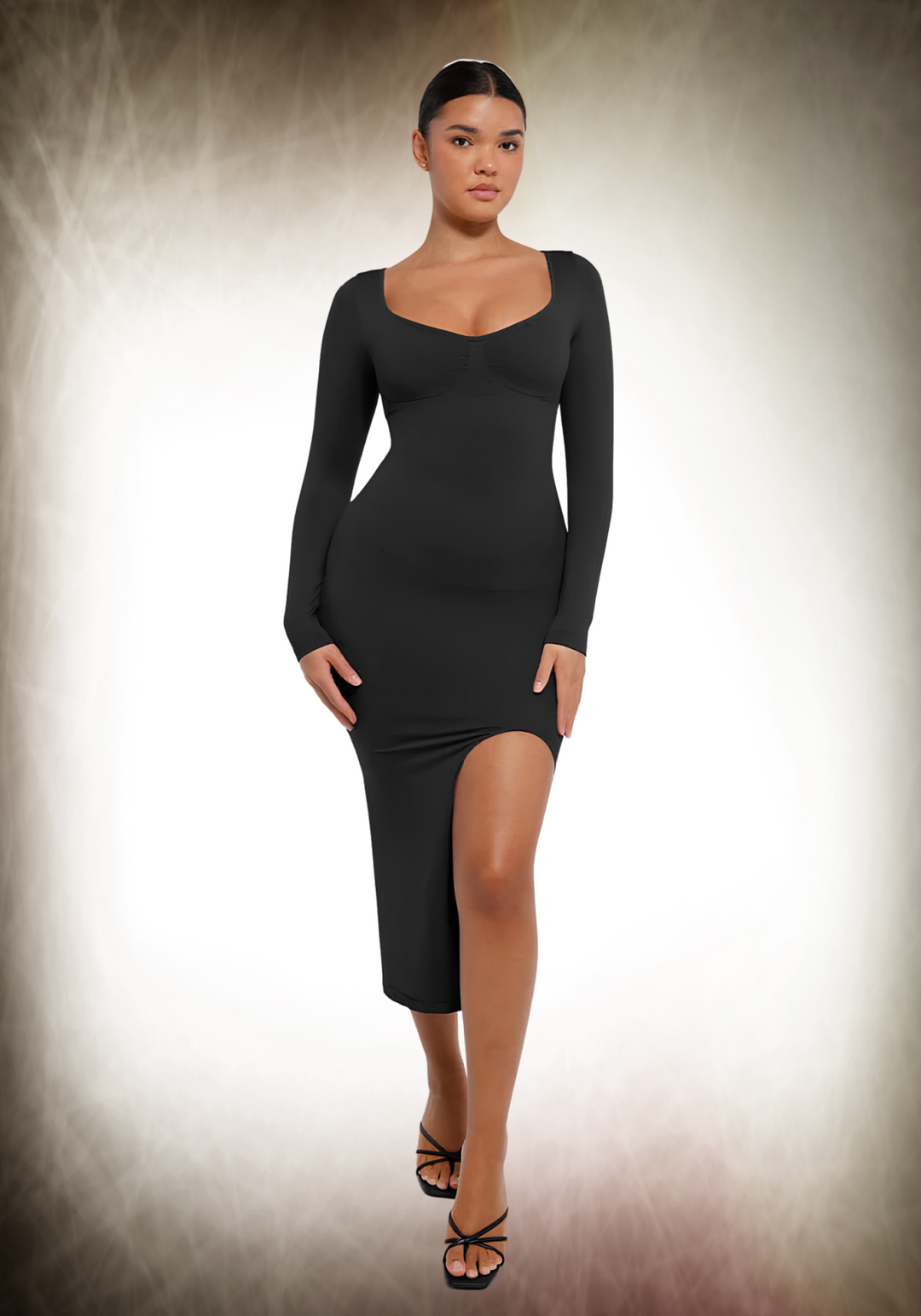 Bust Support High Side Slit Shaping Dress