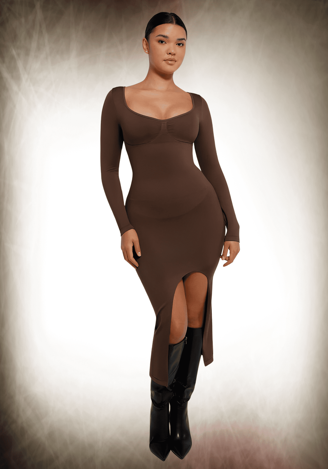 Bust Support High Side Slit Shaping Dress