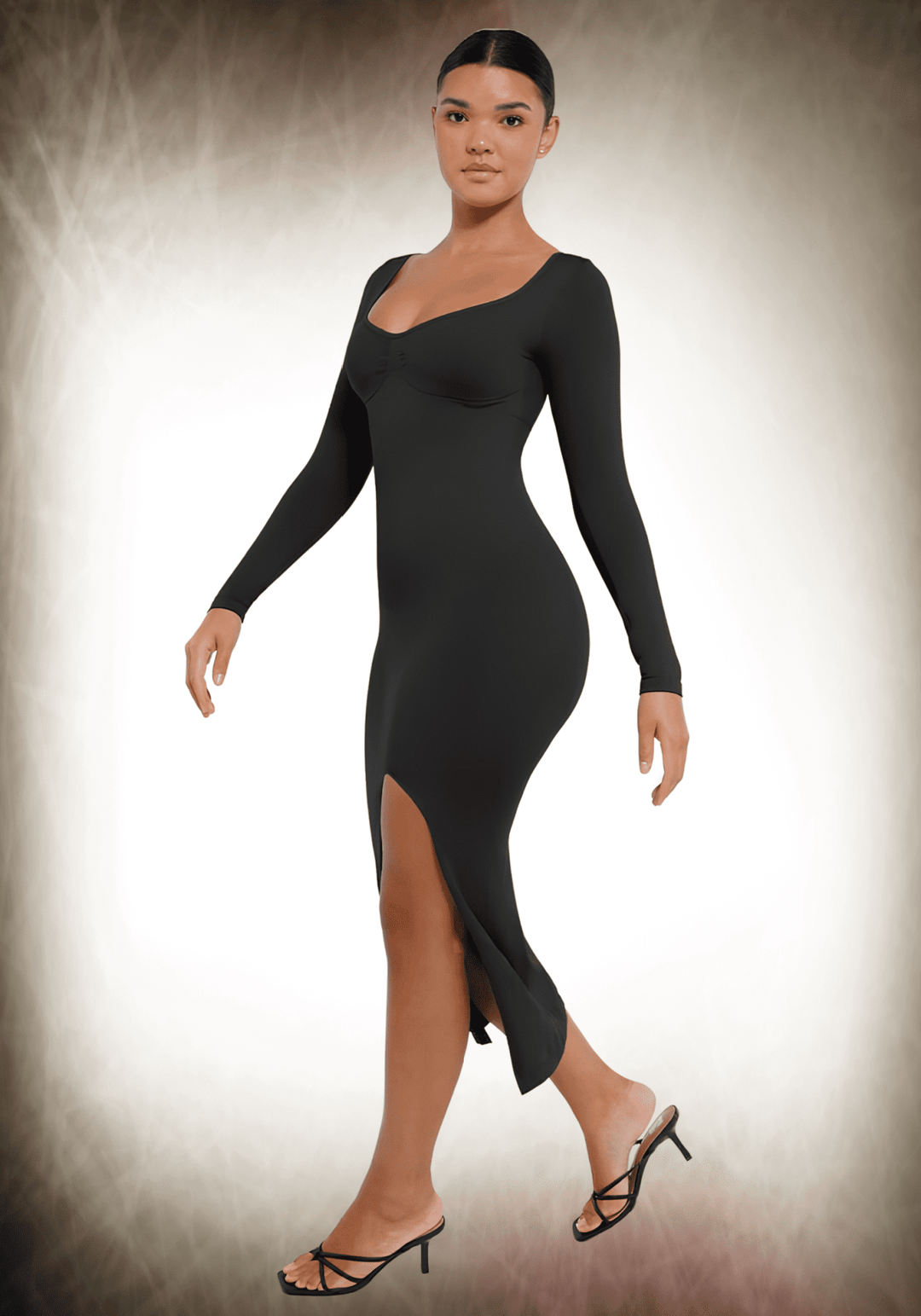 Bust Support High Side Slit Shaping Dress