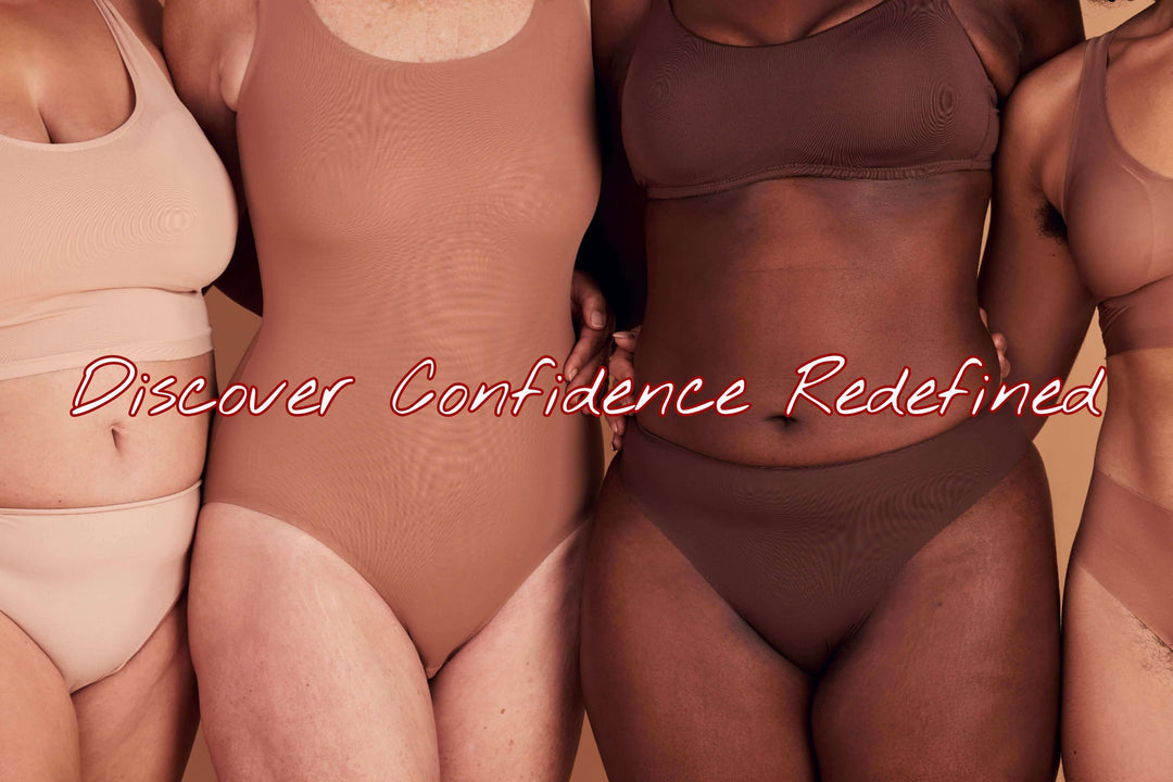 Global Trends in the Shapewear Market featuring diverse women in shapewear with the text Discover Confidence Redefined