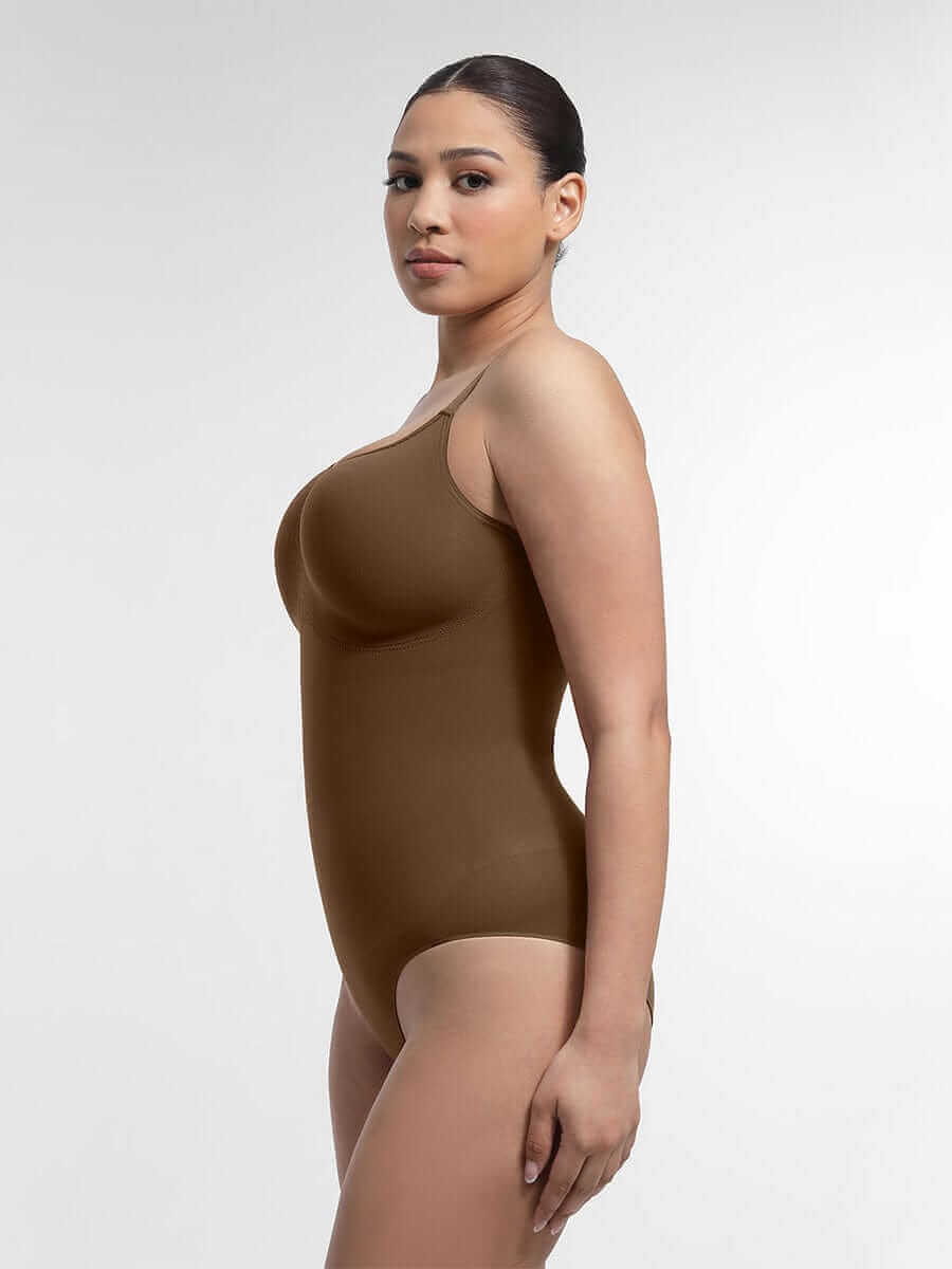 shapewear for every body type brown seamless bodysuit on woman for smooth shaping and support