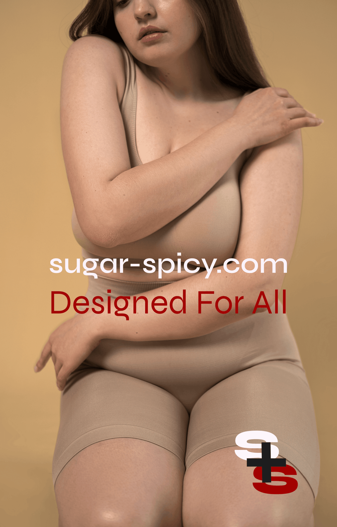 plus size bodysuit outfits featuring a beige seamless bodysuit on a curvy model against a neutral background