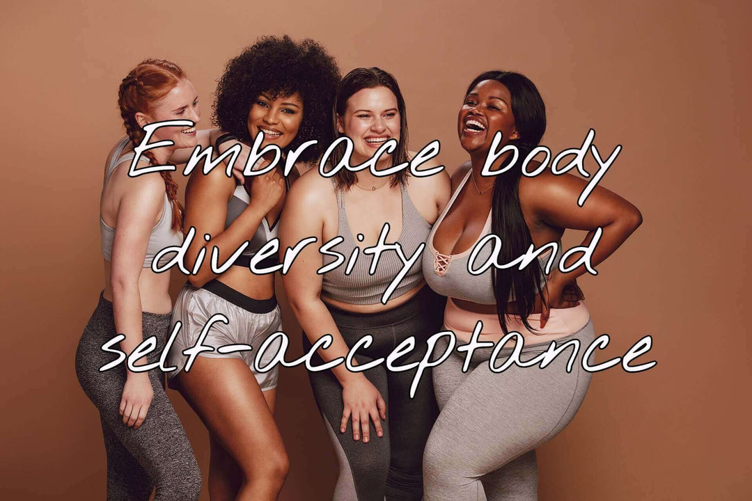 Group of women embracing body diversity and self-acceptance in a joyful pose