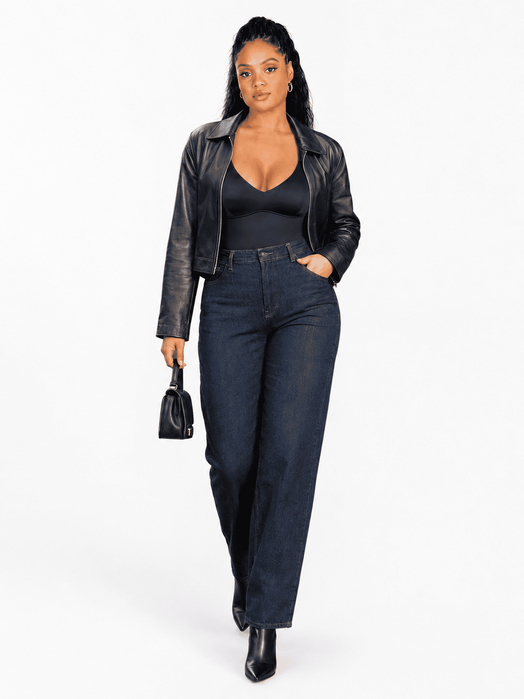How to style a satin deep-V thong bodysuit now.