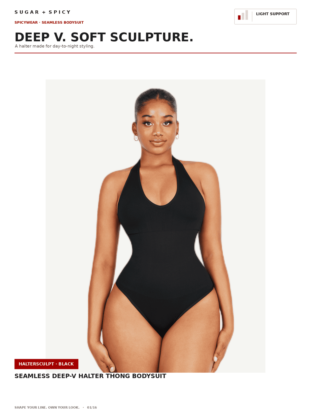 HalterSculpt Seamless Deep-V Halter Thong Bodysuit