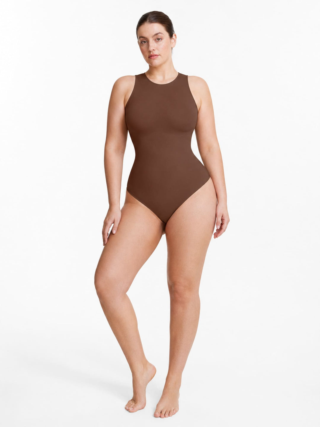 EcoSculpt Seamless Crew-Neck Tummy-Control Thong Bodysuit