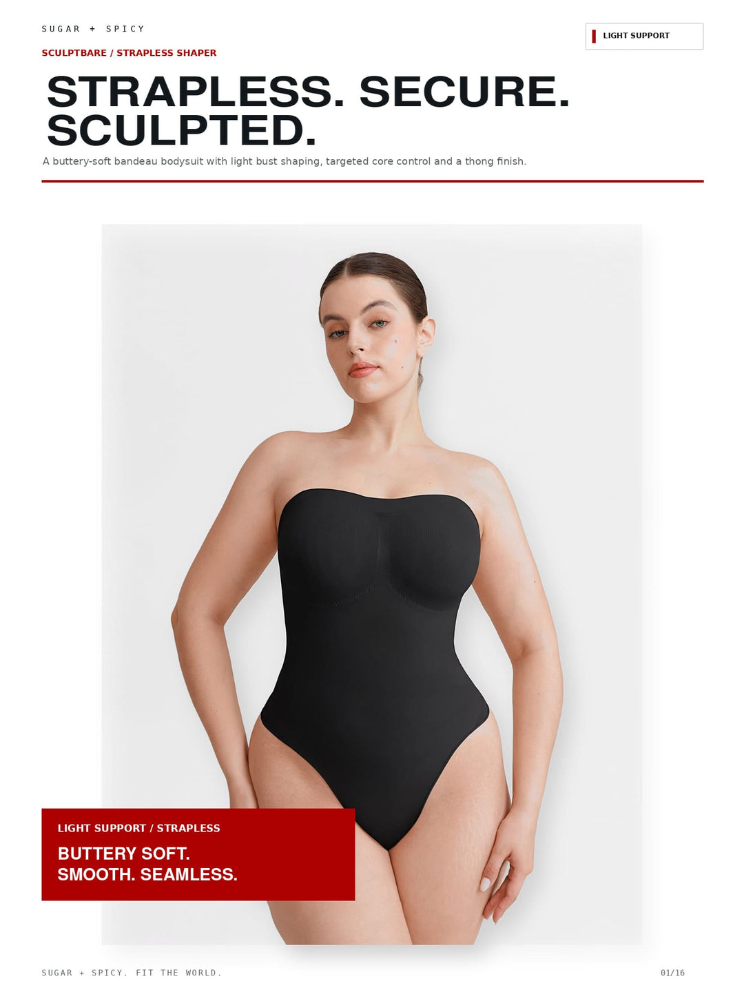 SculptBare Seamless Strapless Tummy-Control Thong Bodysuit