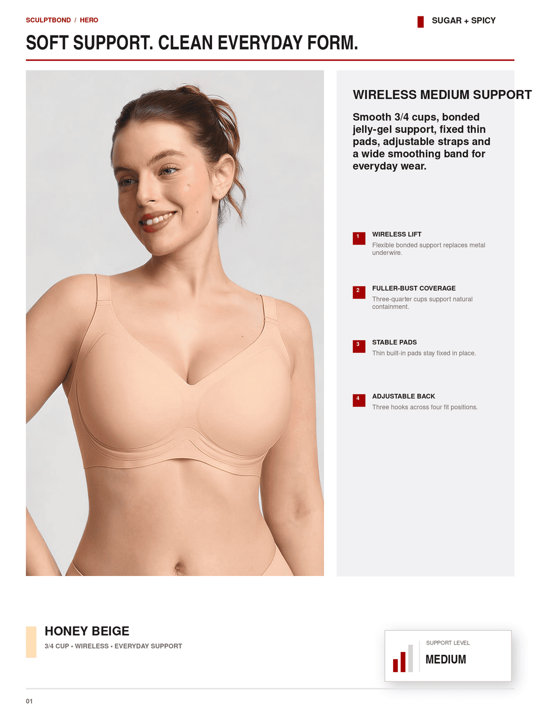 SculptBond Seamless Wireless Jelly-Support T-Shirt Bra