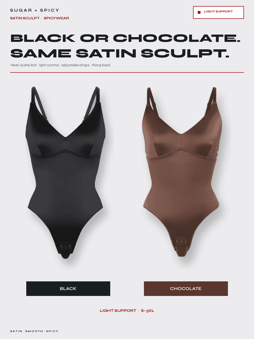 SatinSculpt Deep-V Thong Bodysuit