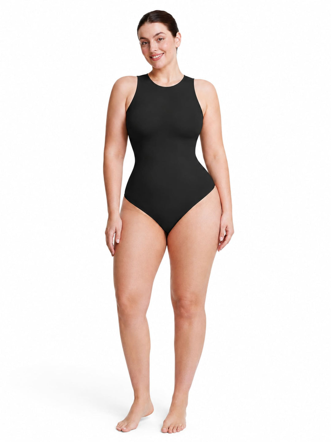 EcoSculpt Seamless Crew-Neck Tummy-Control Thong Bodysuit