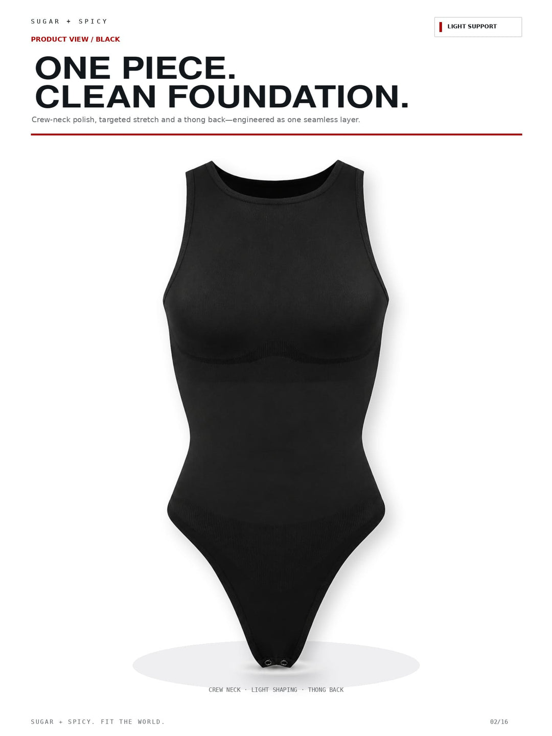 EcoSculpt Seamless Crew-Neck Tummy-Control Thong Bodysuit