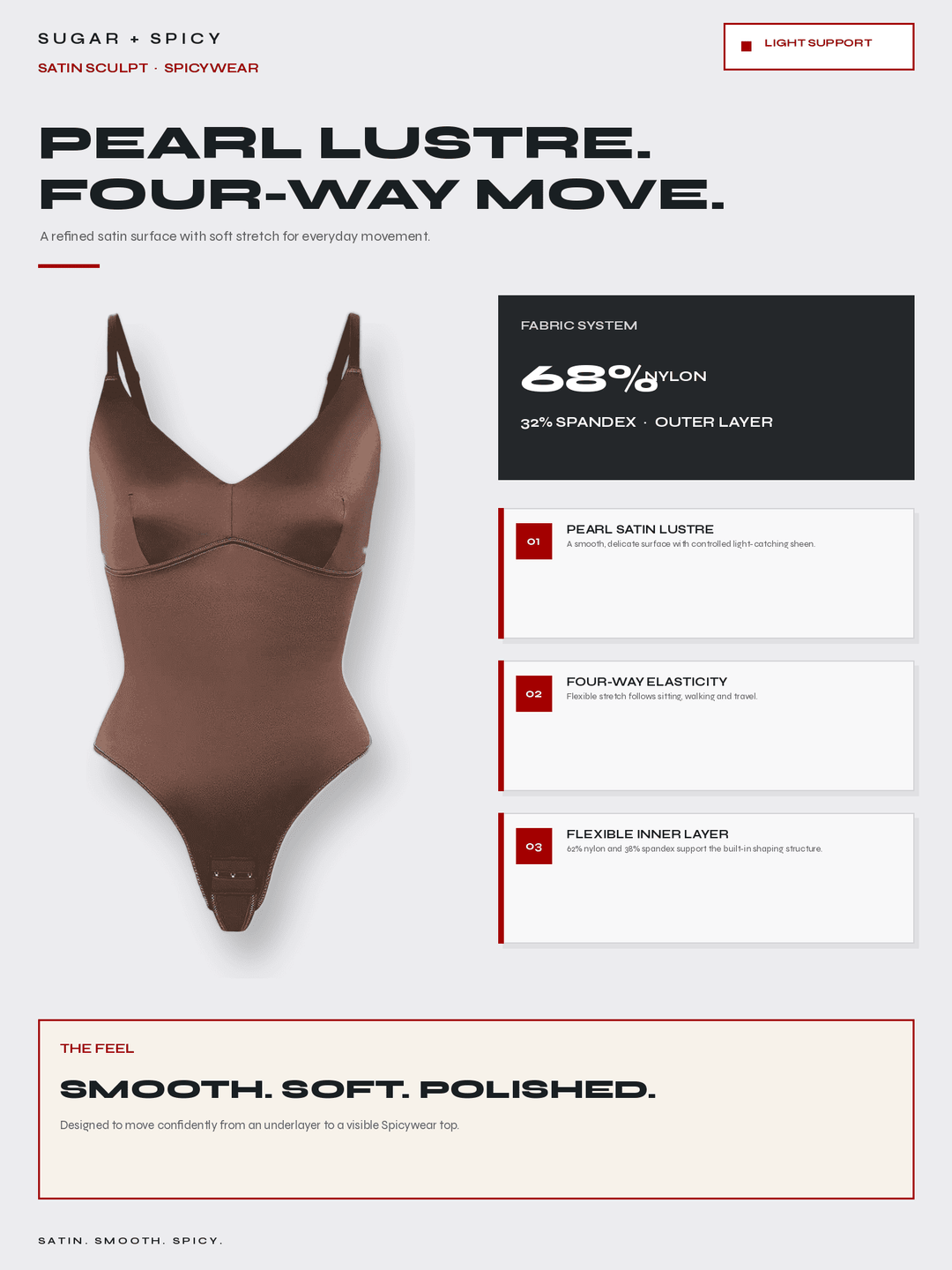 SatinSculpt Deep-V Thong Bodysuit