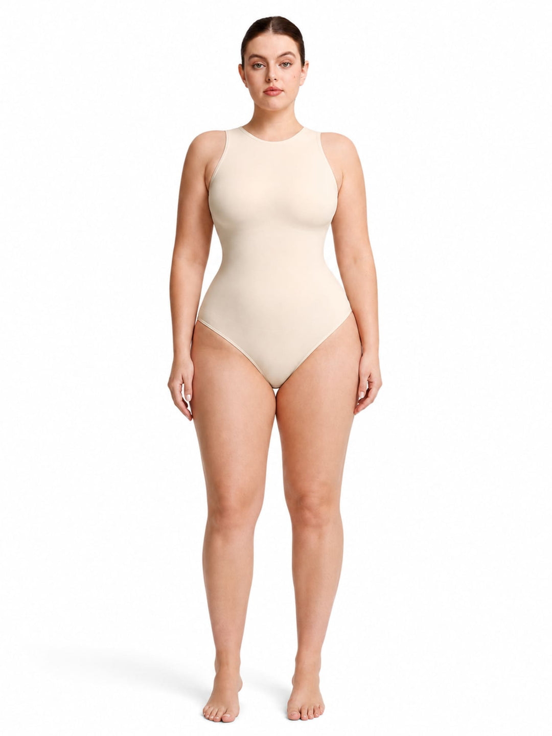 EcoSculpt Seamless Crew-Neck Tummy-Control Thong Bodysuit