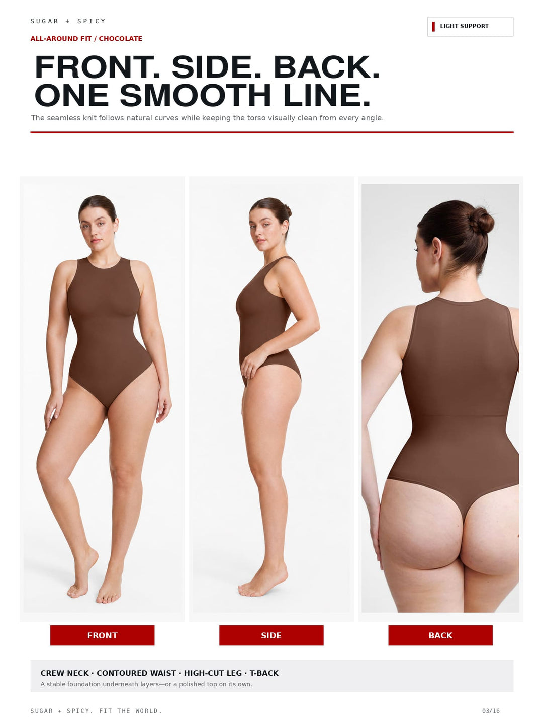 EcoSculpt Seamless Crew-Neck Tummy-Control Thong Bodysuit