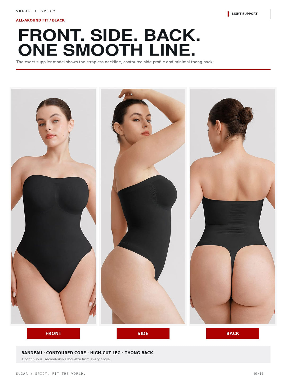 SculptBare Seamless Strapless Tummy-Control Thong Bodysuit