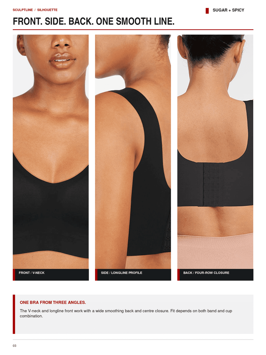 SculptLine Seamless V-Neck Mid-Support Longline Bra