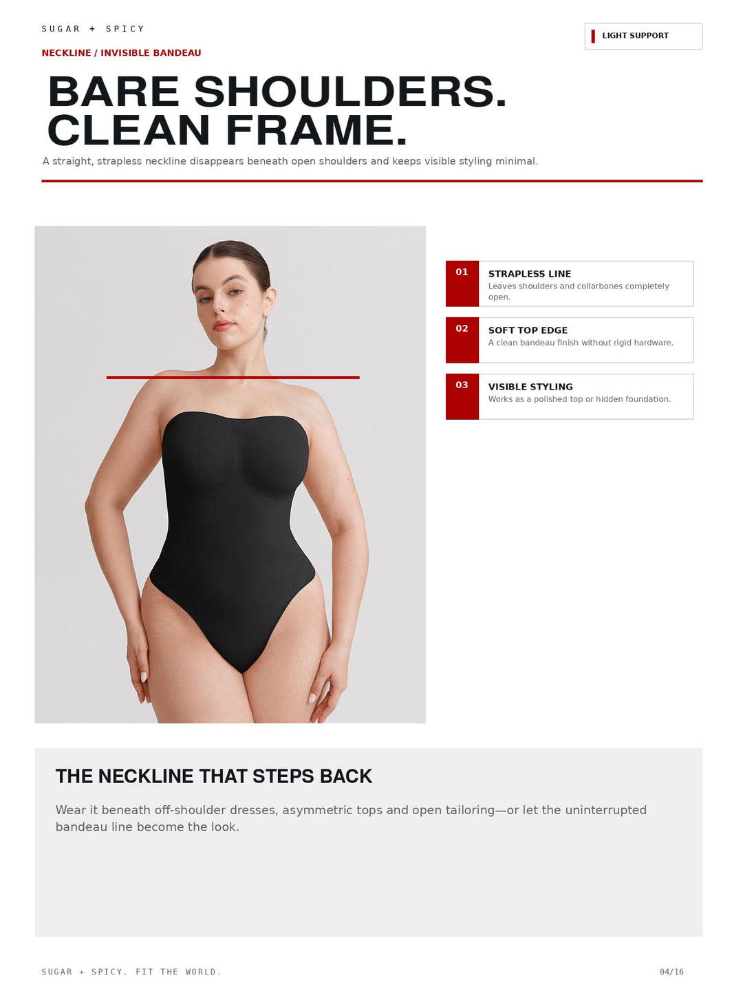 SculptBare Seamless Strapless Tummy-Control Thong Bodysuit