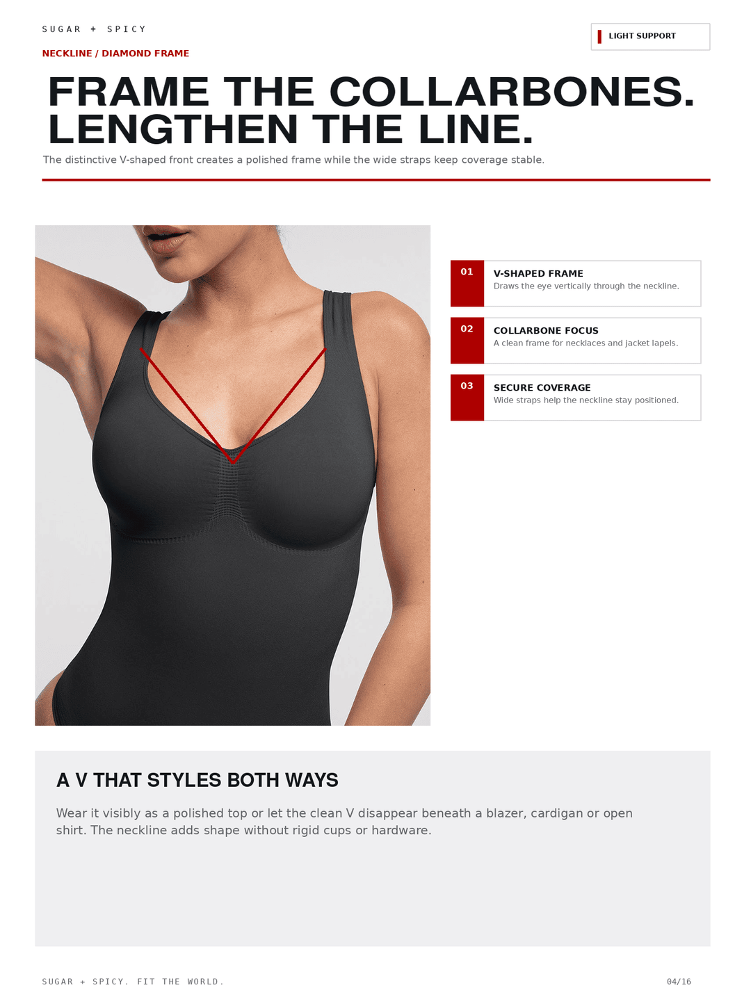 SculptGem Seamless Diamond-Neck Bust-Support Thong Bodysuit