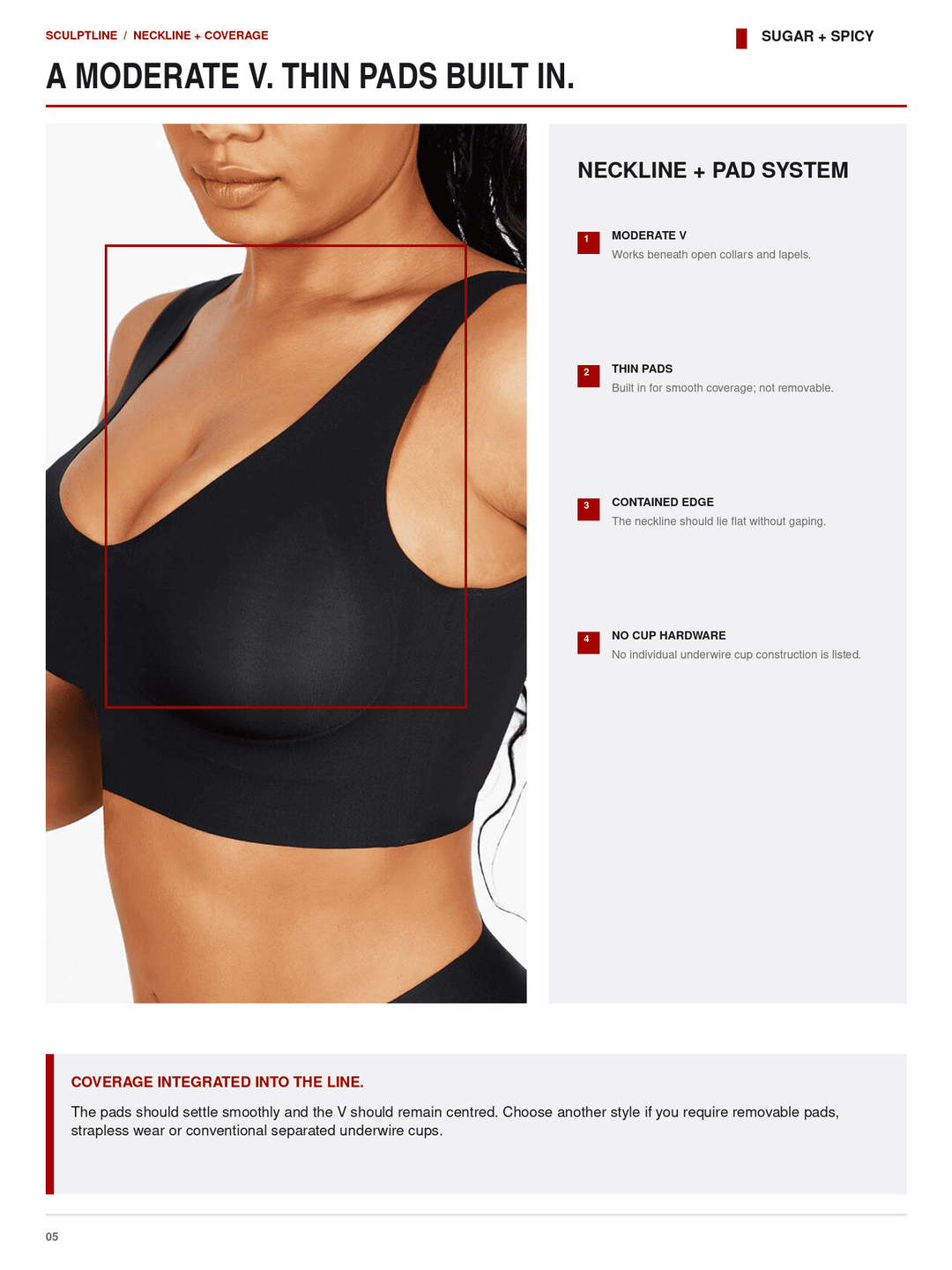 SculptLine Seamless V-Neck Mid-Support Longline Bra