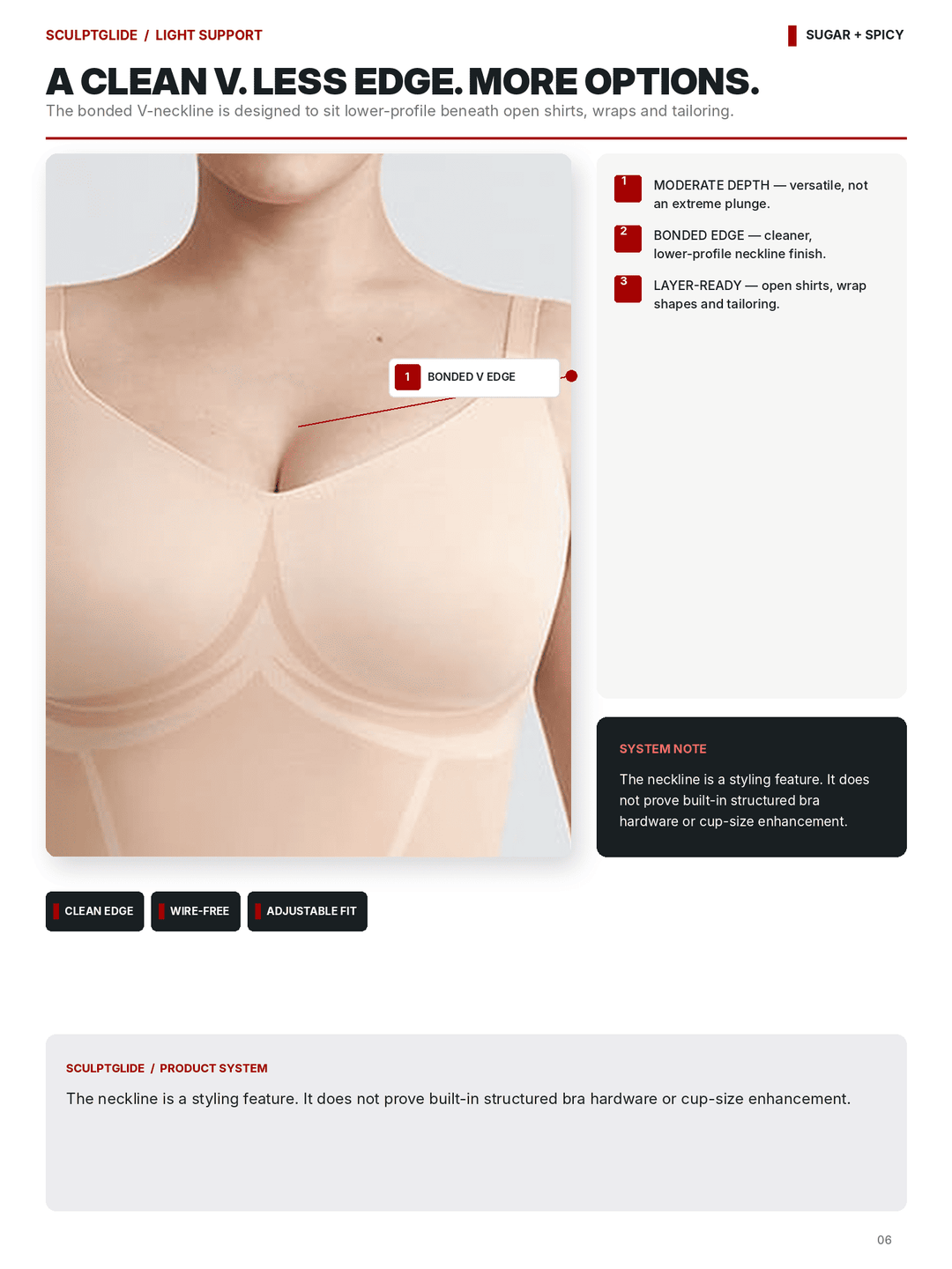 A product information page for a bra cup shaper or seamless bra insert, showing a close-up of a beige bra cup with a red callout line labeled &