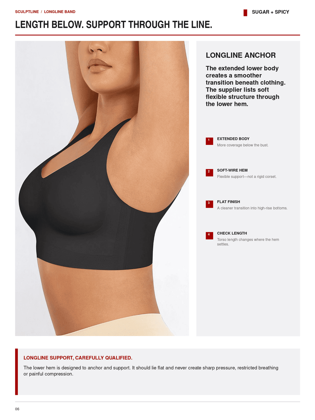 SculptLine Seamless V-Neck Mid-Support Longline Bra