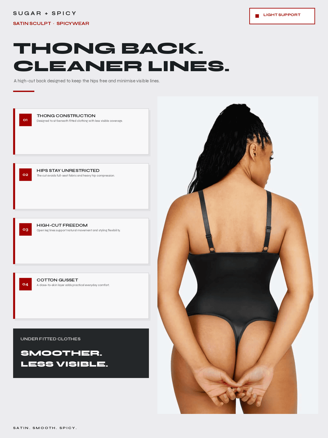 SatinSculpt Deep-V Thong Bodysuit