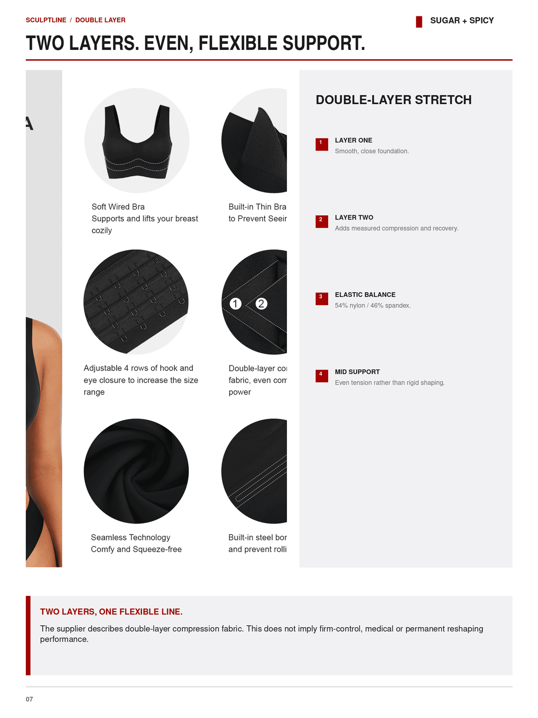 SculptLine Seamless V-Neck Mid-Support Longline Bra