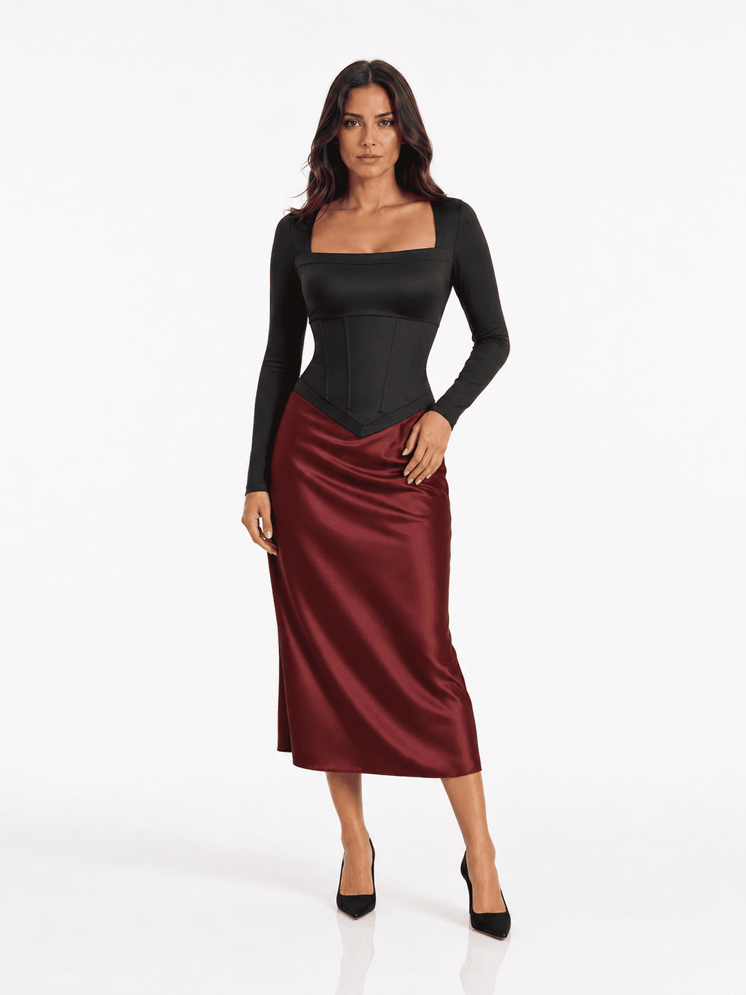 Retro Sculpt &amp; Slay Long-Sleeve Corset Bodysuit