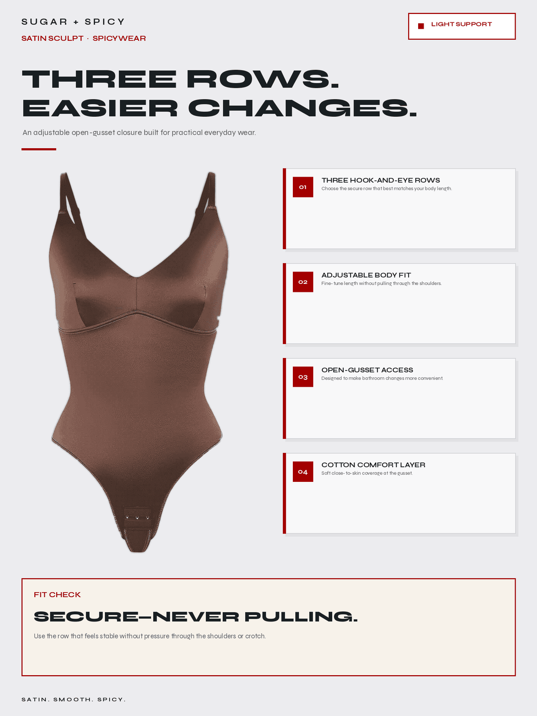 SatinSculpt Deep-V Thong Bodysuit