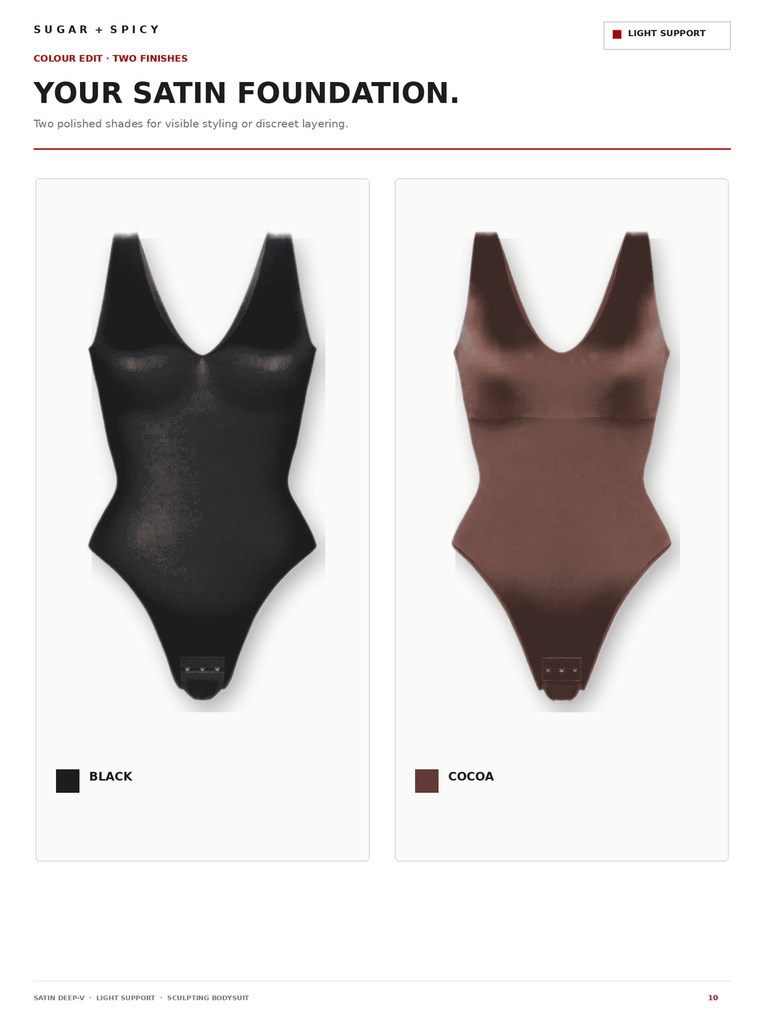 SculptLustre Deep-V Satin Shapewear Thong Bodysuit