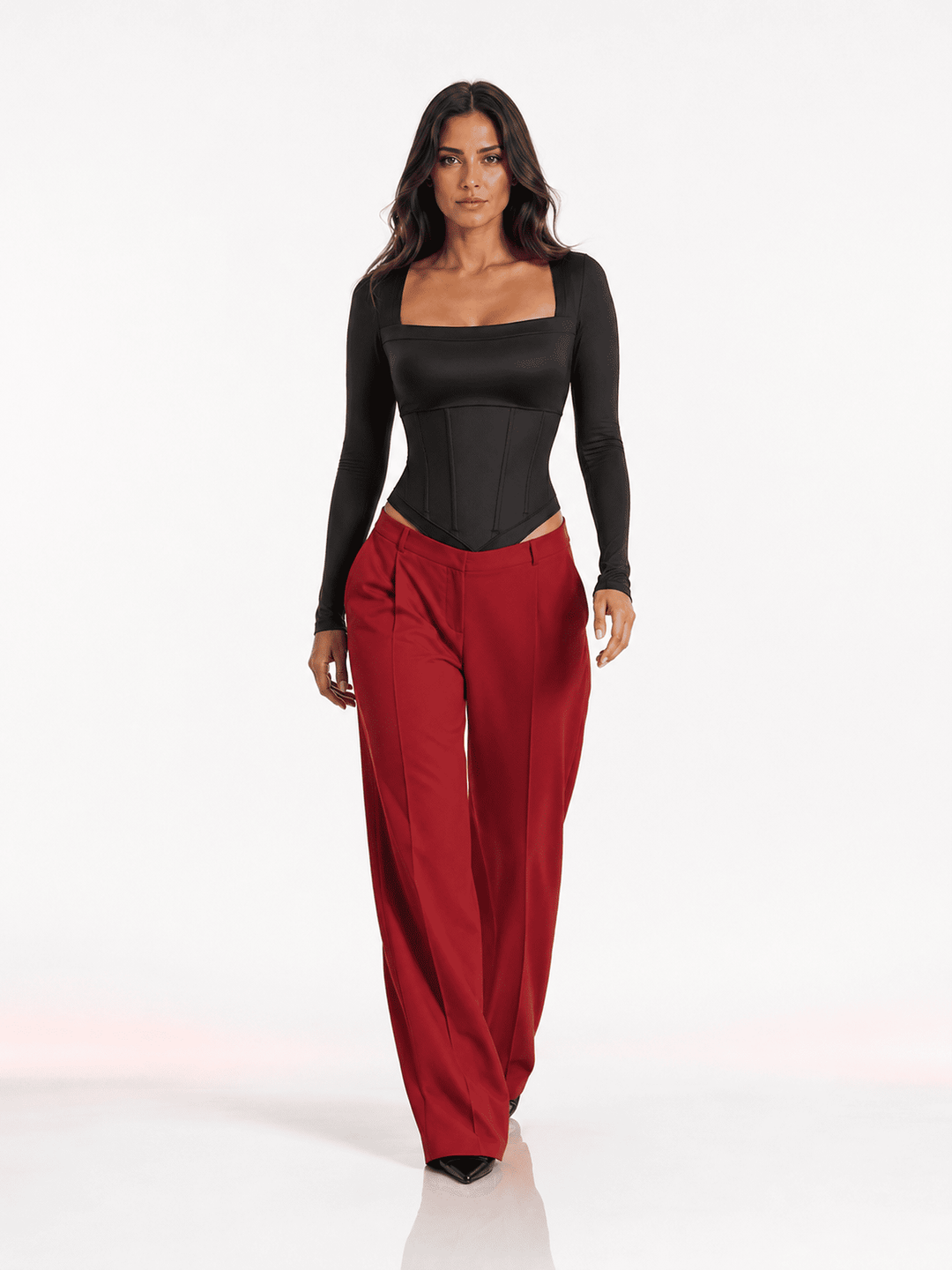Retro Sculpt &amp; Slay Long-Sleeve Corset Bodysuit