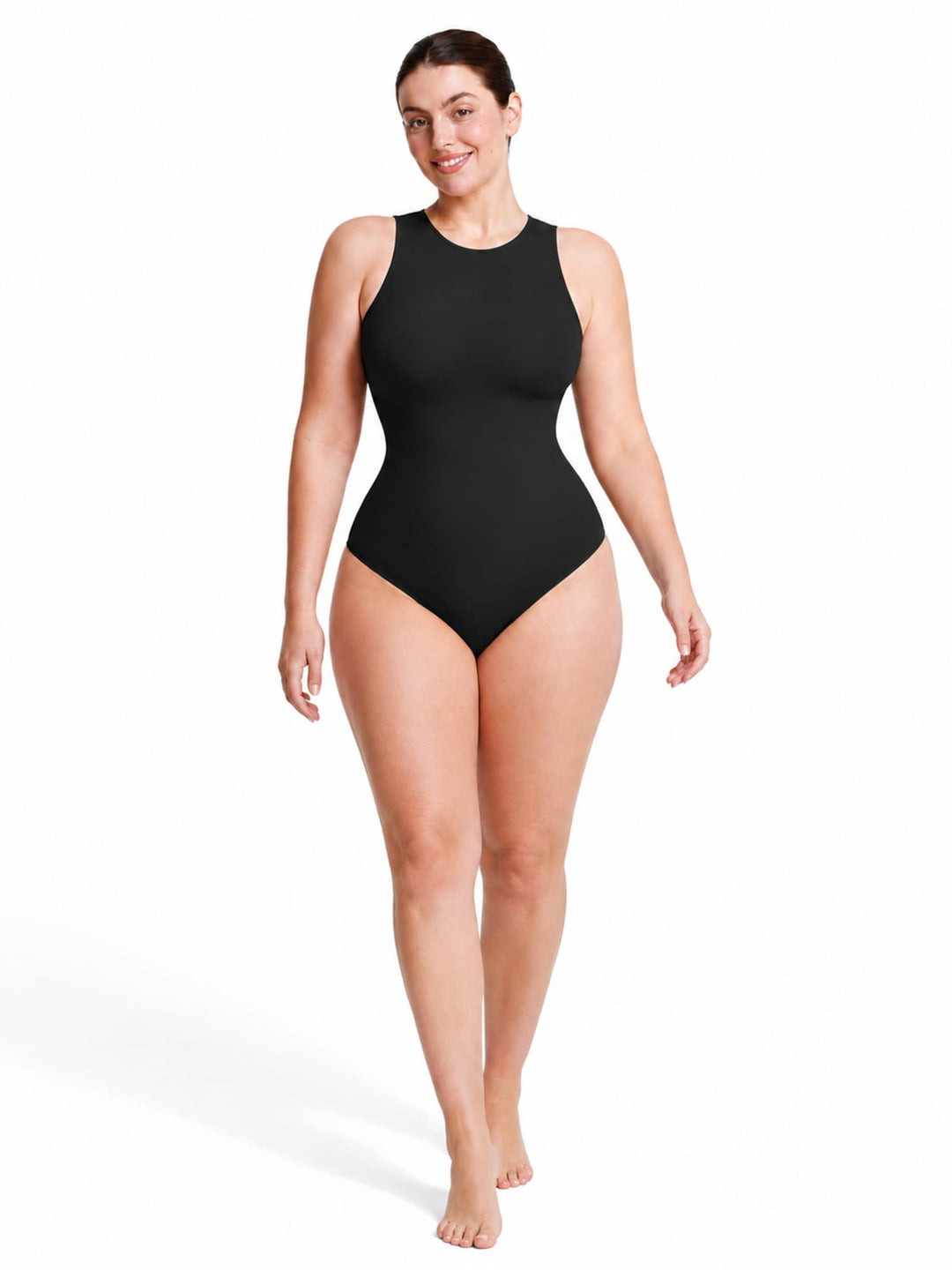 EcoSculpt Seamless Crew-Neck Tummy-Control Thong Bodysuit